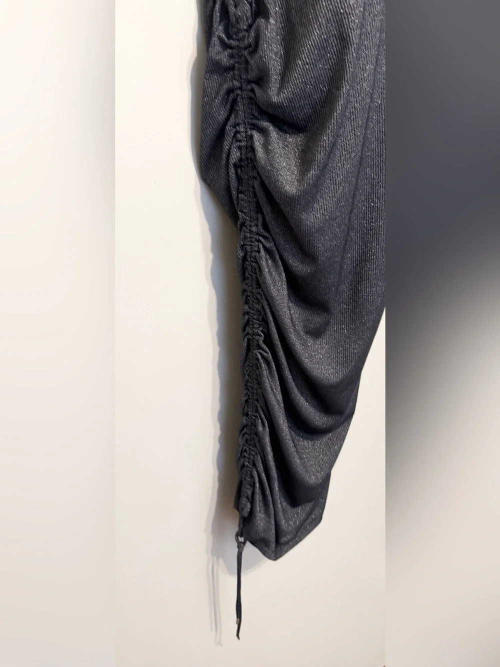 Michael Kors Charcoal Ruched MaxinDress with Subtle Shimmer